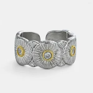 Küme halkaları moda papatya çiçek açma yüzüğü kadınlar için erkekler kişiselleştirilmiş modaya uygun ayarlanabilir parmak ifadesi mücevher parti hediyeleri