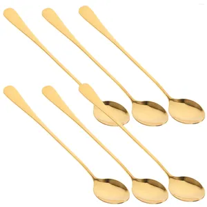 Coffee Scoops 6 Pcs Long Spoon Ice Cocktail Mixing Spoons Stainless Steel Small Dessert