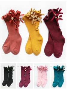 Meias para bebês Knee High Toddler Troushers Knee Knee Tube Meninas de renda para crianças Bowknot Socks Girl Leg Warms Baby Bow Wood Ear SO2863730