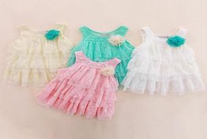 Girls Tutu sukienka Summer Nowe duże kwiaty różowa koronkowa koszula Księżniczka Kolan Długość linii sukienka Tutu5651760