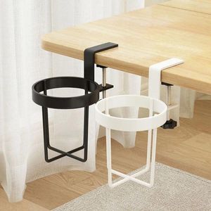 Kitchen Storage Home Clip On Table Cup Holder Horizontal Vertical Mount Anti Spill Office Desktop Mug Rack Metal Clamp Water Bottle Tray