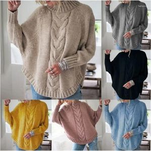 Women's Knits Arrivals Exquisite Design Autumn Winter Batwing Sleeve Sweater Half Turtleneck Cable Loose-Fitting