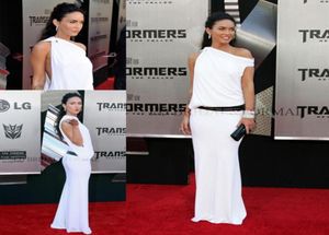 Megan Fox at Transformer 2 Premiere white one shoulder floor length long celebrity dress evening dresses3402640