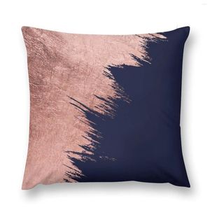 Pillow Navy Blue Abstract Faux Rose Gold Brushstrokes Throw Sofa S Cover Luxury