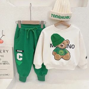 Clothing Sets Baby Clothes New Children S Little Bear Long Sleeve Boys And Girls Letter Sweater Pants Two Piece Set Simple Sportswea D B