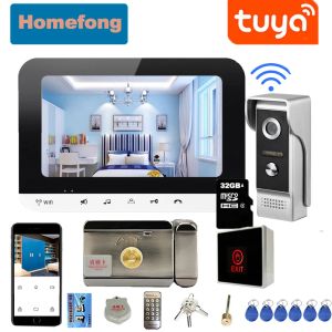 Intercom HomeFong Tuya Smart WiFi Video Intercom System för Home Wireless Door Phone med elektronisk lås 7 tum Monitor utomhuspanel