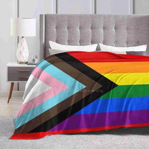 Blankets Progress Pride Flag Selling Room Household Flannel Blanket Gay Genderqueer Fluid Flexible