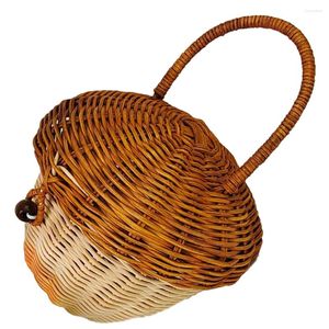 Storage Bags Hand Acorn Bag Basket Woven Rattan Handle Small Messenger Flower Child Baskets Handles