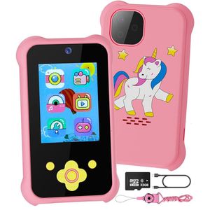 Baby Telefon Toys Camera Muzyka telefoniczna zabawki jednorożce dla dziewcząt chłopców mini telefon z 32G SD Card Record Brithday Prezent 240327
