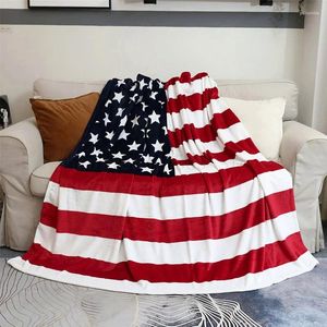 Coperte bandiera americana Super morbida Sherpa Flanella lancia coperta per il divano del letto inverno campeggio inverno soggiorno regali