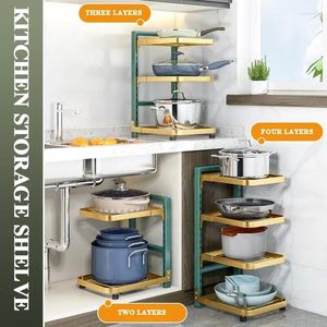 Kitchen Storage 2/3/4 Tier Adjustable Organizer Racks For Pots And Pans Holder Under Sink Shelf Household Counter Cabinet Stand