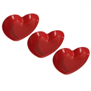 Dinnerware Sets 3 Pcs Festive Red Wedding Plate Heart Shaped Tray Pp Serving Platter