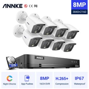 Sistem Annke 4K Ultra HD H.265 8CH DVR CCTV Kamera Güvenlik Sistemi Ev 8MP IP67 Renk Gece Görme Video Gözetleme Kitleri Açık