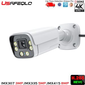 Telecamere 265 4K Sicurezza Sicurezza Sistema esterno Sorveglianza IP fotocamera Poe con rilevamento del viso/veicolo/veicolo 25fps Daytime 100ft IR Night