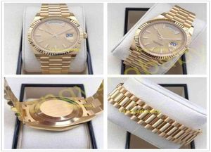 Z papierami pudełkowymi Watch najwyższej jakości 40 mm Daydate Pridd 18k żółte złoto japońskie ruch automatyczny męski Men039s Watche B P Maker58884363