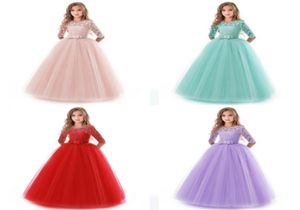 Kinder Brautjungfer Lace Girls Kleid für Hochzeits- und Partykleider Abend Weihnachten Mädchen Langes Kostüm Prinzessin Kinder schick 6 14y 24238215