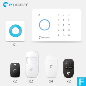 Kitler ETIGER S3B Kablosuz Ev Güvenliği GSM Alarm Sistemi iOS Android Uygulama Uzaktan Kumanda RFID Kart PIR Sensör Kapı Sensör Kiti