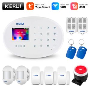 Zestawy Kerui Tuya Wi -Fi GSM System alarmowy inteligentny dom Buglar Buglar RFID App bezprzewodowy czujnik ruchu detektor IP kamera sistema de alarma