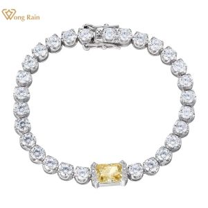 Bangles Wong Rain 100% 925 Sterling Silver Crushed Ice Cut Lab Sapphire Citrine High Carbon Diamonds Chain Bracelet Bangle Fine Jewelry