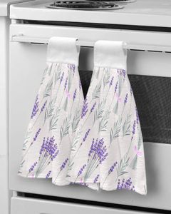 Towel Purple Lavender Flowers Leaves Kitchen Bathroom Absorbent Soft Children's Hand Table Cleaning Cloth