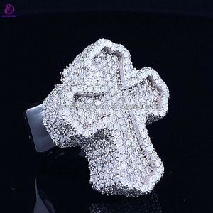 Dongsheng smycken mode hip hop cross ring för män och kvinnor universal is ut moissanite diamant anpassad ring