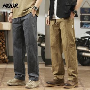 HiQor Men Cargo Pants 2024 Primavera em Tubo reto ao ar livre trabalho de trabalho Hombre folgado calça casual y2k machos para 240326