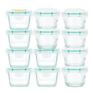 Storage Bottles 12sets Mini Small Beautiful Sunflower Glass Food Containers Set With Airtight Lid Meal Prep Lids