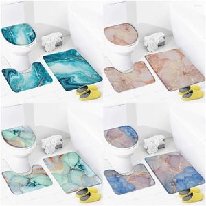 Bath Mats Mat Set For Bathroom Decor Butterfly Blue Marble Abstract Rugs Shower Non Slip Toilet Tub Floor Small Carpet Washable