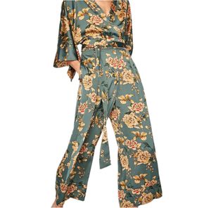 Summer Vintage Ethnic Flower Stampato Kimono Jumpuit Women 2017 Nuova moda congiunta Kimono Femme BLUSA8650245