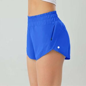 2024 Lululemeni Womens Sports Yoga High-Rise Lined Pockets Shorts Fiess Wear Wear Short Pants Girls Runing Elastic 2.5 Inchineam NJ668