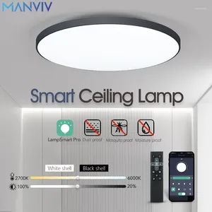 Taklampor Manviv LED Smart Modern Lamp med fjärr/App Control 220V Dimble Light Fixture Lighting för vardagsrummet