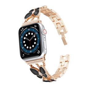 Luxury Fashion Watch Cinghies Metal Butterfly Watchbands per Apple Watch Band 38mm 42mm Designer Bling Diamond Diamond Rose Gold Gold Gifts per donne Amici