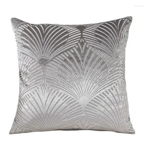 Travesseiro prateado cinza jacquard geométrico sofá de cobertura decorativa de veludo de veludo cover de fábrica de fábrica
