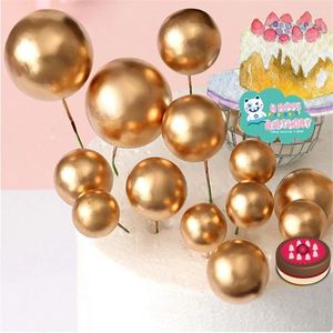 Partyversorgungen 5pcs Geburtstag Golden/Silber Ball Kuchen Dekoration Topper kreativer Obst Dessert Dekor Insert Perle für