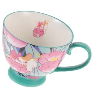 Mugs Flower Coffee Cup Cups Cute Mug Novelty Big Handle Cappuccino Ceramics Drinking Glasses Lovers