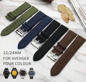 YQ 22mm Nylon Genuine Calf Leather Watch Band For Avenger Series Watches Strap Watchband Man Fashion Wristband Blue Black Brown1609159