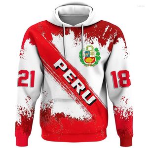 Erkek Hoodies Peru Bayrak Haritası Grafik Sweatshirts Perulu Ulusal Amblemi Erkekler Giysileri Günlük Erkek Hoody Sport Boy Salger Tops