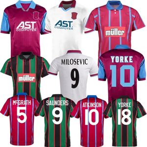1993 1995 1996 1998 Aston Villaes Retro Soccer Jerseys 95 96 97 98 McGrath Yorke Milosevic Southgate Ehiogu Vintage Classic Saunders Futebol Shirt