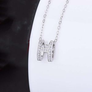 Sterling Sier S Full's Full Diamond letra tridimensional H Minimalista Chain Chain Instagram Colar de estilo Instagram