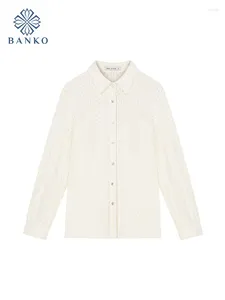 Kadınlar bluzlar resmi fırsat kadınlar temel beyaz tam kolu dönüş yakalı top üst zarif vintage ofis bayan gündelik gömlek sokak kıyafetleri