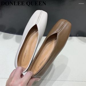 Casual Shoes Flats Women Women Ballet Square Toe Flat Ballerina Grunt varumärkesslip på loafer mjuk mockasin zapatillas