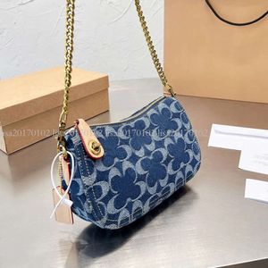 Shoulder Evening Bags Evening Fashion Underarm Clasical Denim Canvas Bag with A Shoulder Strap Half Moon Crossbody Bags Chambray Swinger