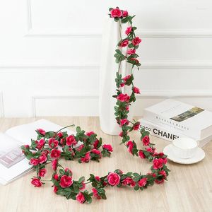 Decorative Flowers 2pcs 2.5m 45heads Fake Rose Vine Garland Plant Artificial Flower Hanging Ivy Home El Wedding Party Garden Decor