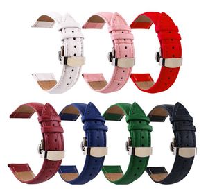 Äkta läderklocka Rem Grön Red Pink White Watch Bands 10mm 12mm 18mm 20mm 14mm 16mm 19mm 22mm Watch Accessories Female6839950