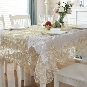 Tkanina stołowa złota aksamitna srebrna europejska luksus haftowane jadalnię prostokąt obrusowe koronkowe pył szafki 240322