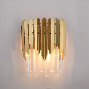 Vägglampor modern kristalllampa vardagsrum sconce lyxig kreativ varm hall sovrum sovrum guld pläterad