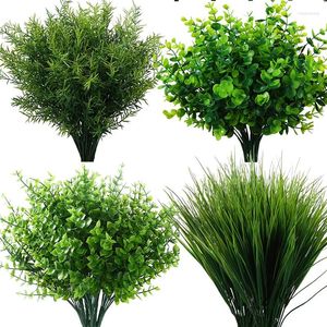 Dekorative Blumen im Freien grünliche Pflanzen Künstliche Grassträucher ohne verblührende Kunststoff für Garten Veranda Terrasse Dekor Dekor