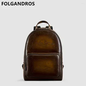 Zaino maschile classico classico in pelle italiana Brand Multifunction Designer DayPack Vintage Laptop Travel Borse