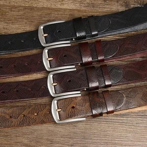 Belts Water Washed Trend Retro Snake Pattern Belt Men's Leather Needle Buckle Top Layer Cowhide Steel Denim Casual Pants