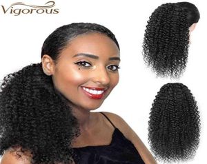 Vigorous Long Afro Curly Ponytail Hair Piece for African American Synthetic Drawstring Ponytail Clip in Hair Extensions 2101084397832